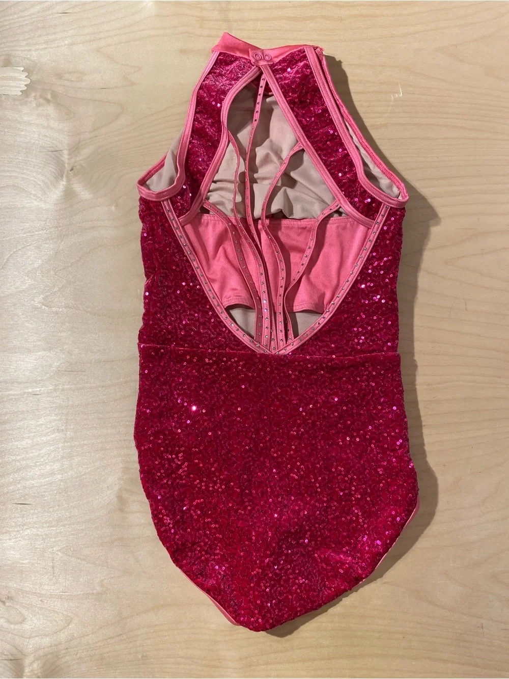 Weissman’s Sparkling Hot Pink Sequin Halter Dance  Leotard Size SA (RI)